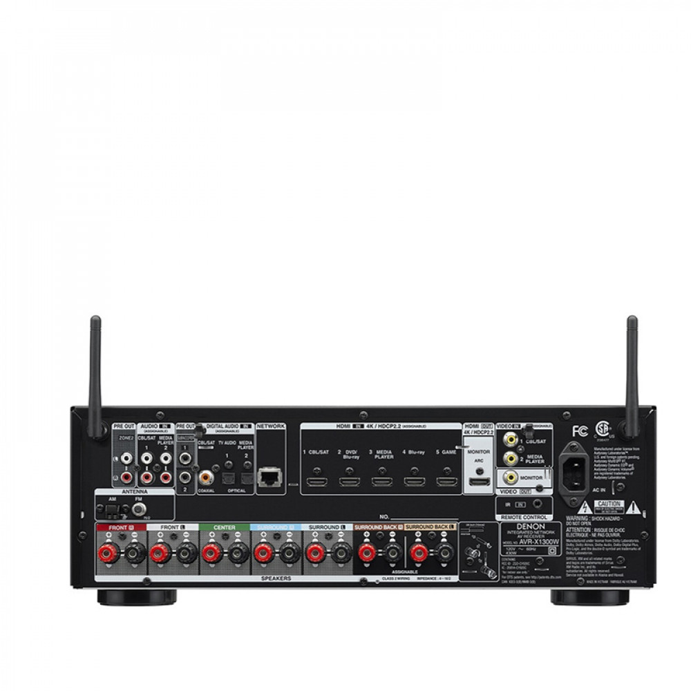 RECEIVER AV 7.2 DENON AVR-X1300W BLACK. WI-FI. AIRPLAY. BLUETOOTH. 4K ULTRA HD. HDCP 2.2